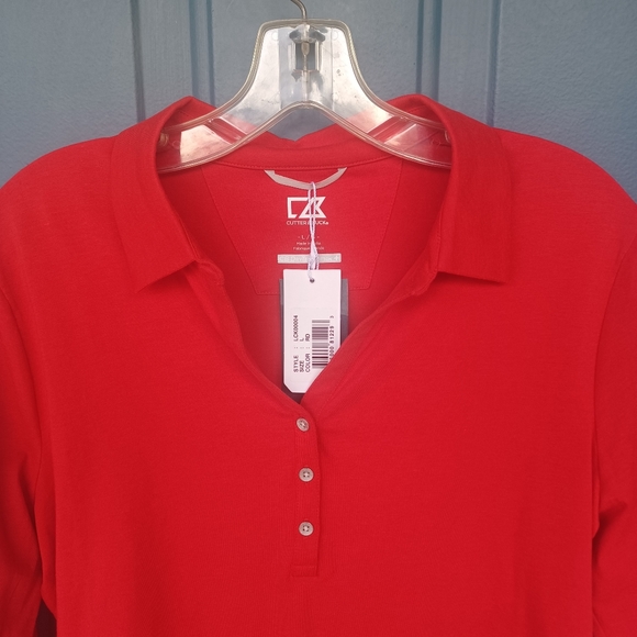 CUTTER & BUCK RED DRYTEC POLO GOLF SHIRT NWT LARGE - Picture 14 of 16